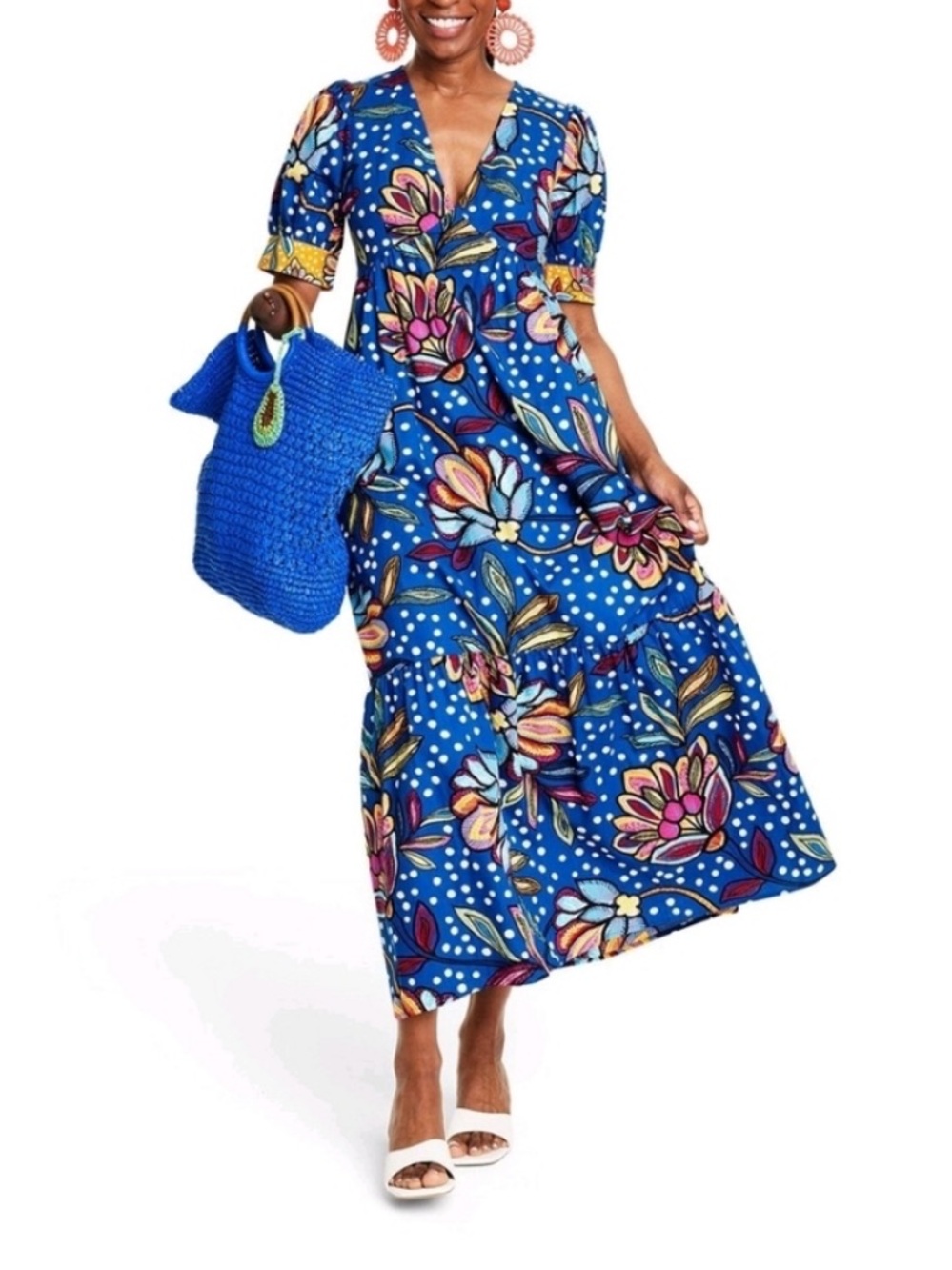 Tabitha Brown For Target Vibrant Bold Colorful Short Sleeve Maxi Dress Size 0